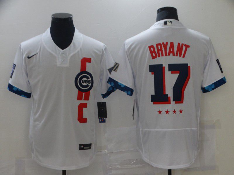 Men Chicago Cubs #17 Bryant White 2021 All Star Elite Nike MLB Jersey